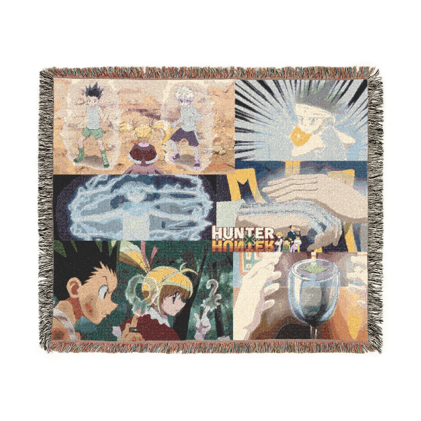 NEW HunterXHunter Woven Blanket "Nen Collage"