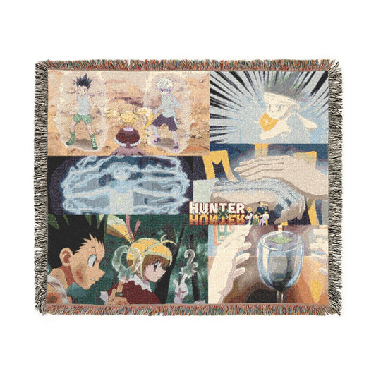 NEW HunterXHunter Woven Blanket "Nen Collage"